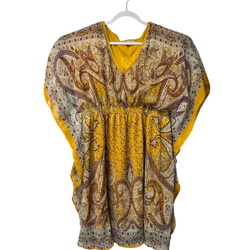 Speed Control Dress Festival Flowy Romantic SZ 1X Chiffon Orange Paisley Boho